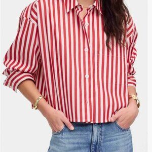 NWT Madewell Red & White Striped Poplin, sz M
